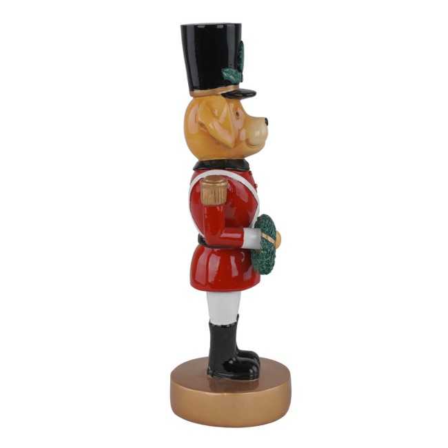 Cane Schiaccianoci Natalizio in Resina con Ghirlanda H.25,5 cm