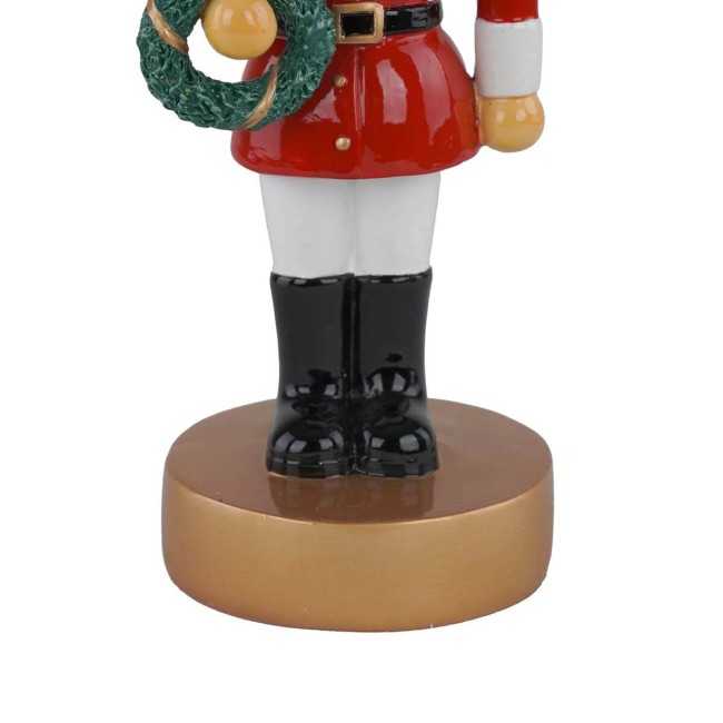 Cane Schiaccianoci Natalizio in Resina con Ghirlanda H.25,5 cm