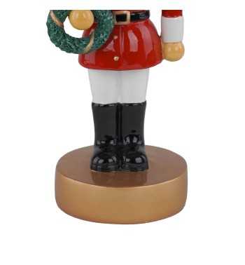 Cane Schiaccianoci Natalizio in Resina con Ghirlanda H.25,5 cm