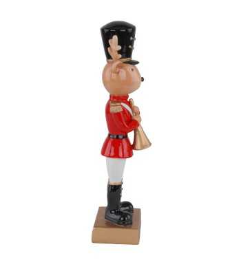 Renna Schiaccianoci Natalizia in Resina con Tromba H.27,5 cm