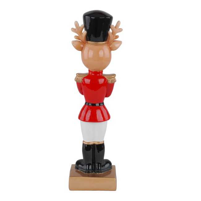 Renna Schiaccianoci Natalizia in Resina con Tromba H.27,5 cm