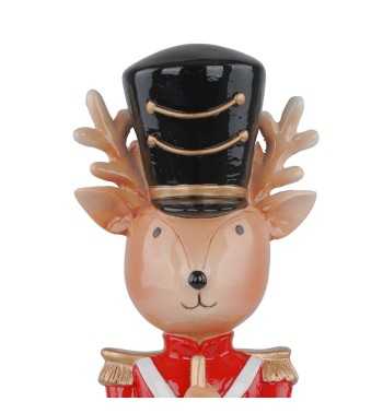 Renna Schiaccianoci Natalizia in Resina con Tromba H.27,5 cm