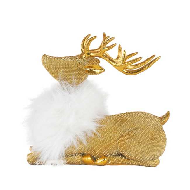 Renna Natalizia Dorata in Resina H.16 cm