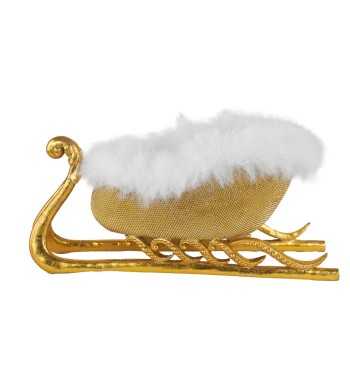 Slitta Natalizia Dorata in Resina H.15 cm