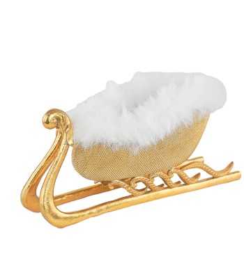 Slitta Natalizia Dorata in Resina H.15 cm