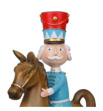 Soldatino Natalizio su Cavallo a Dondolo in Resina H.42,5 cm