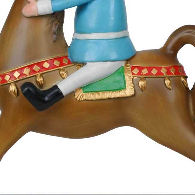 Soldatino Natalizio su Cavallo a Dondolo in Resina H.42,5 cm