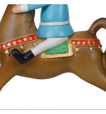 Soldatino Natalizio su Cavallo a Dondolo in Resina H.42,5 cm