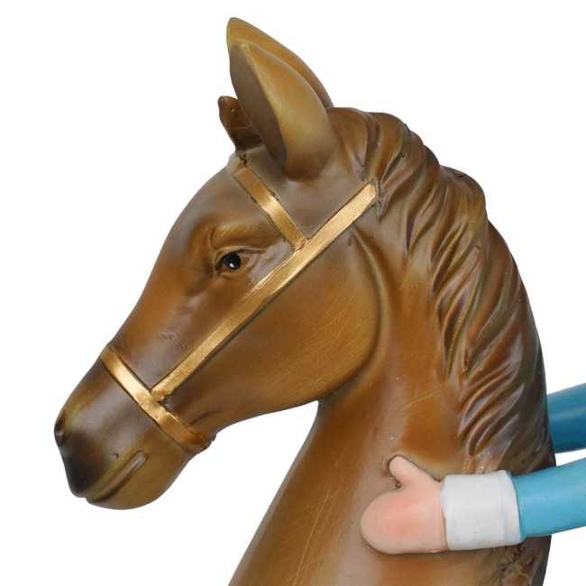 Soldatino Natalizio su Cavallo a Dondolo in Resina H.42,5 cm