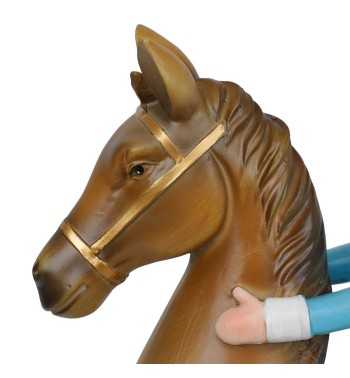 Soldatino Natalizio su Cavallo a Dondolo in Resina H.42,5 cm