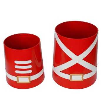 Set 2 Vasi Natalizi in Metallo Rosso e Bianco