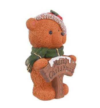 Orsacchiotto Natalizio Luminoso con Insegna in Magnesio H.38 cm