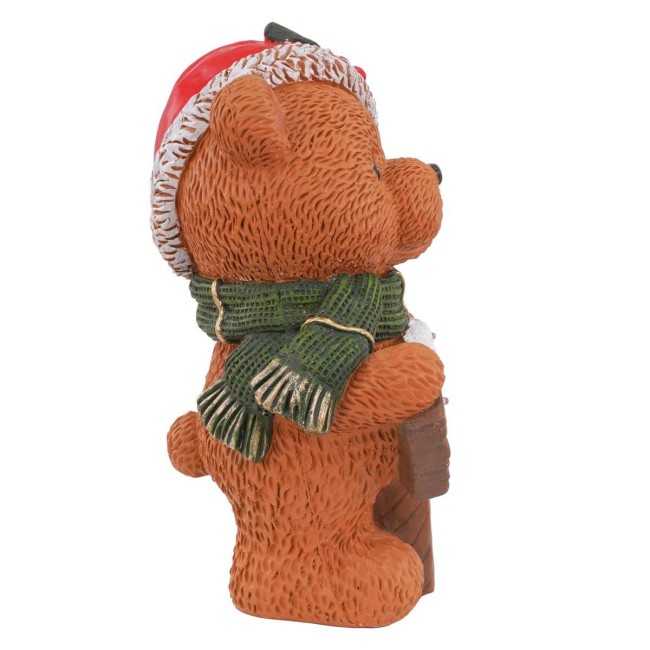 Orsacchiotto Natalizio Luminoso con Insegna in Magnesio H.38 cm