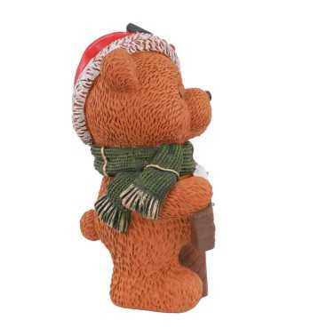 Orsacchiotto Natalizio Luminoso con Insegna in Magnesio H.38 cm