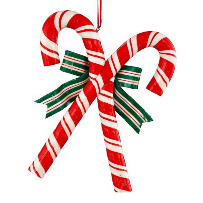 Bastoncini Natalizi da Appendere in Argilla con Fiocco 13,5x11 cm