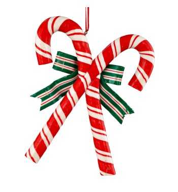 Bastoncini Natalizi da Appendere in Argilla con Fiocco 13,5x11 cm