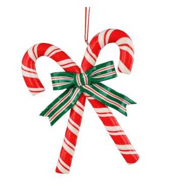 Bastoncini Natalizi da Appendere in Argilla con Fiocco 13,5x11 cm