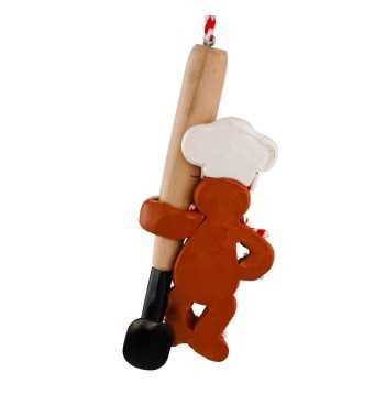 Omino Focaccina Natalizio da Appendere in Argilla 16,5x6 cm