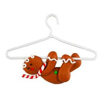 Omino Focaccina Natalizio su Gruccia in Argilla 12x13 cm