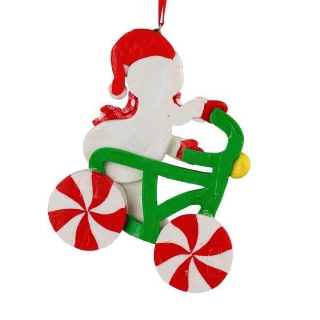 Babbo Natale e Pupazzo di Neve in Bici in Argilla 12x9 cm