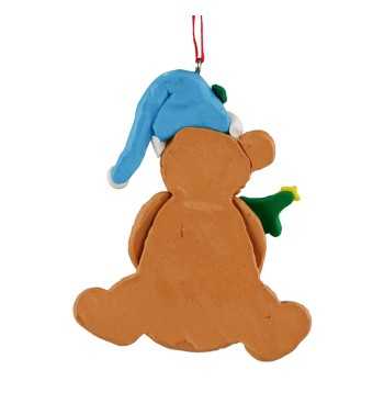 Orsetto Natalizio in Argilla da Appendere 8,5x7 cm