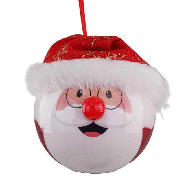 Pallina Babbo Natale con Led D.8 cm