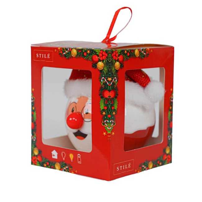 Pallina Babbo Natale con Led D.8 cm