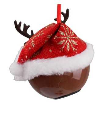 Pallina Natalizia Renna con Cappello e Led D.8 cm