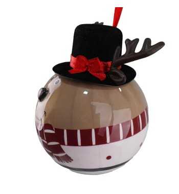 Pallina Natalizia Renna con Cilindro e Led D.8 cm