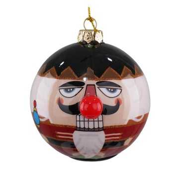 Pallina Natalizia con Schiaccianoci e Led D.8 cm