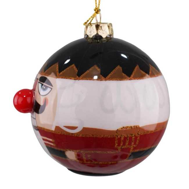 Pallina Natalizia con Schiaccianoci e Led D.8 cm