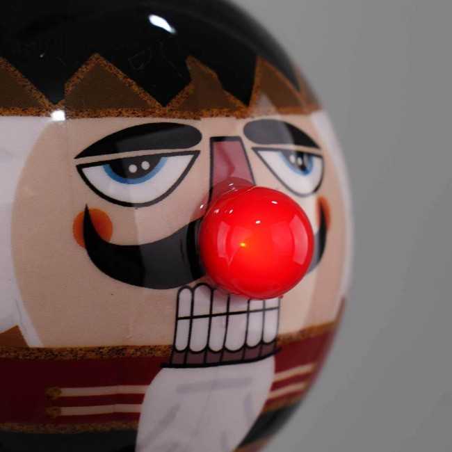 Pallina Natalizia con Schiaccianoci e Led D.8 cm