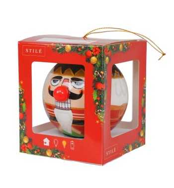 Pallina Natalizia con Schiaccianoci e Led D.8 cm