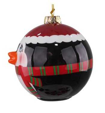 Pallina Natalizia con Pinguino e Led D.8 cm