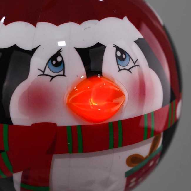 Pallina Natalizia con Pinguino e Led D.8 cm