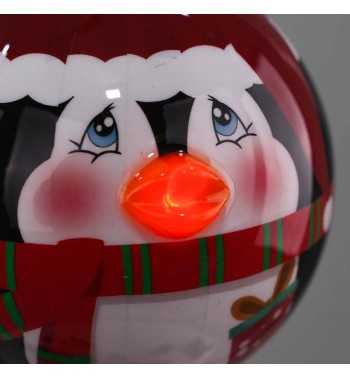 Pallina Natalizia con Pinguino e Led D.8 cm