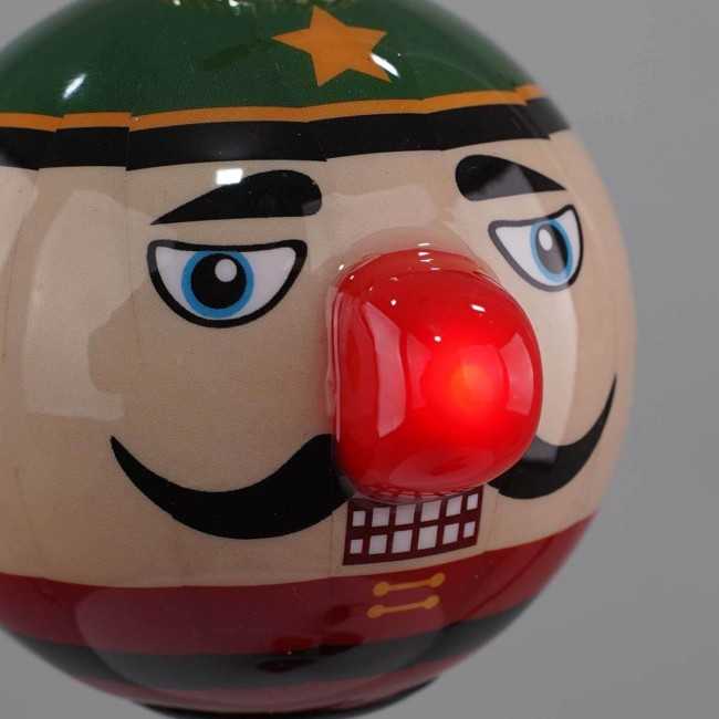 Pallina Natalizia con Schiaccianoci e Led D.8 cm