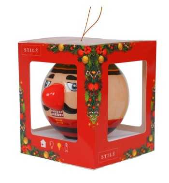 Pallina Natalizia con Schiaccianoci e Led D.8 cm