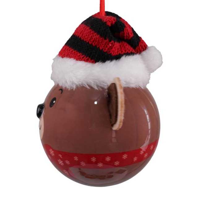 Pallina Natalizia con Orsacchiotto e Led D.8 cm