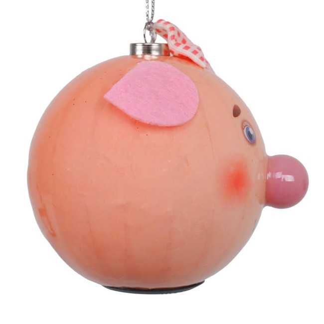 Pallina Natalizia con Maialino e Led D.8 cm