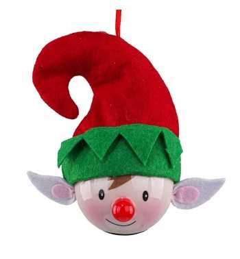 Pallina Elfo Natalizia con Led D.6,5 cm