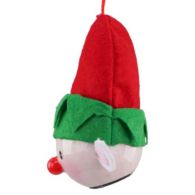 Pallina Elfo Natalizia con Led D.6,5 cm