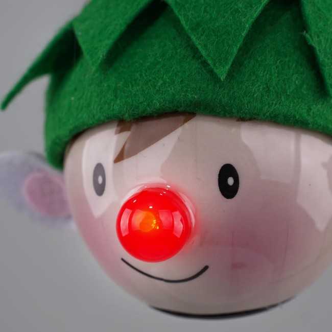 Pallina Elfo Natalizia con Led D.6,5 cm