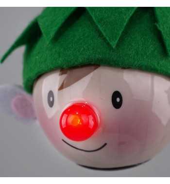 Pallina Elfo Natalizia con Led D.6,5 cm