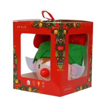 Pallina Elfo Natalizia con Led D.6,5 cm