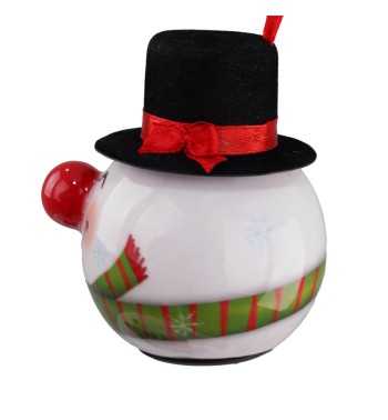 Pallina Natalizia Pupazzo di Neve con Cappello e Led D.8 cm
