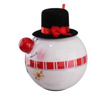 Pallina Natalizia Pupazzo di Neve con Cappello e Led D.8 cm