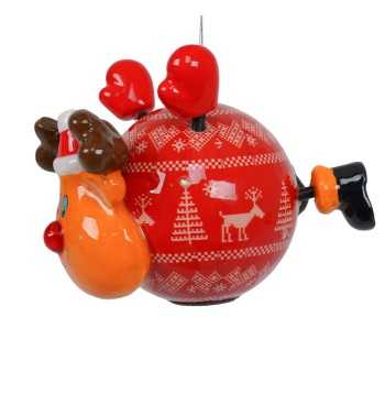 Pallina Natalizia Renna con Led D.10 cm