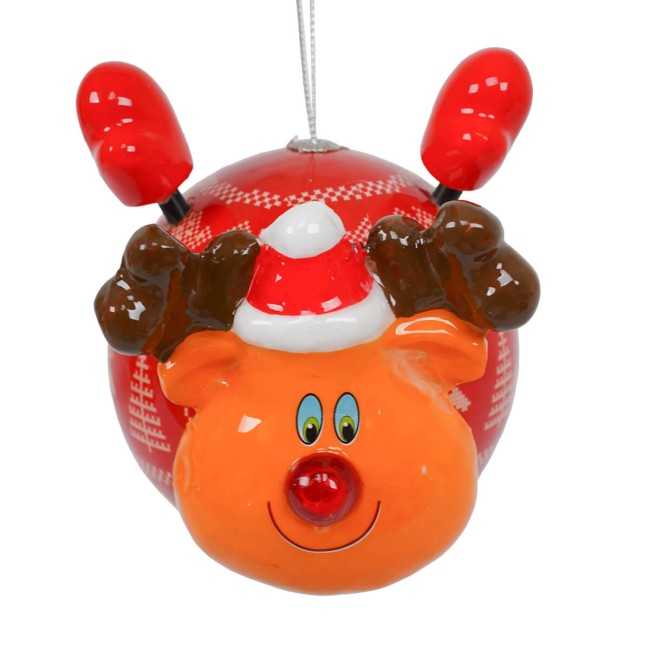 Pallina Natalizia Renna con Led D.10 cm