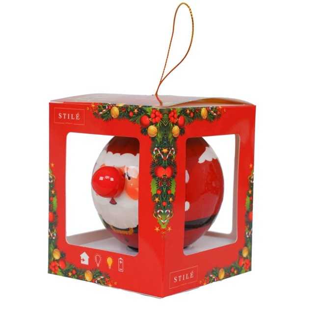 Pallina Babbo Natale con Led D.8 cm